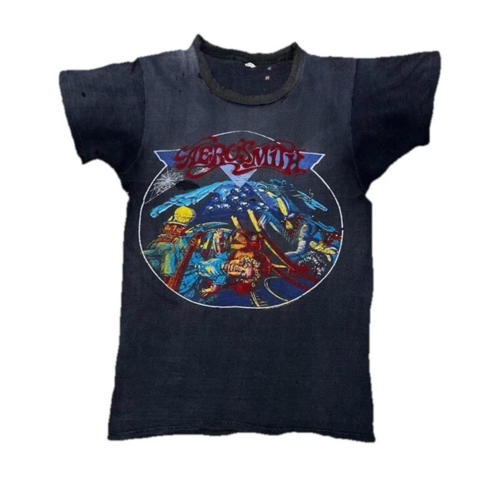 Vintage 70s Aerosmith Night in the Ruts World Tour Shirt Thrashed Sun Faded SM